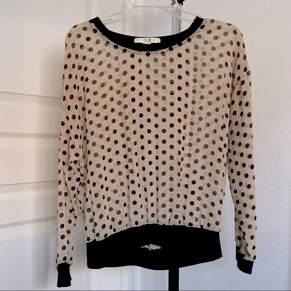 Sheer Polka Dot Long Sleeve Top